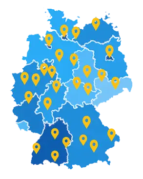 Karte der Standorte des Entrümpelungsportals in Deutschland